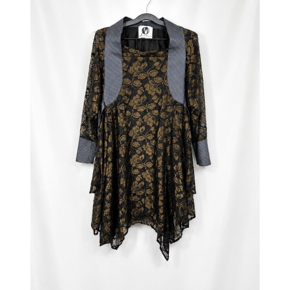 RARE Vintage Carole McClellan Black Lace Rock  Dress /Gothic Romantic Cult Sz M?